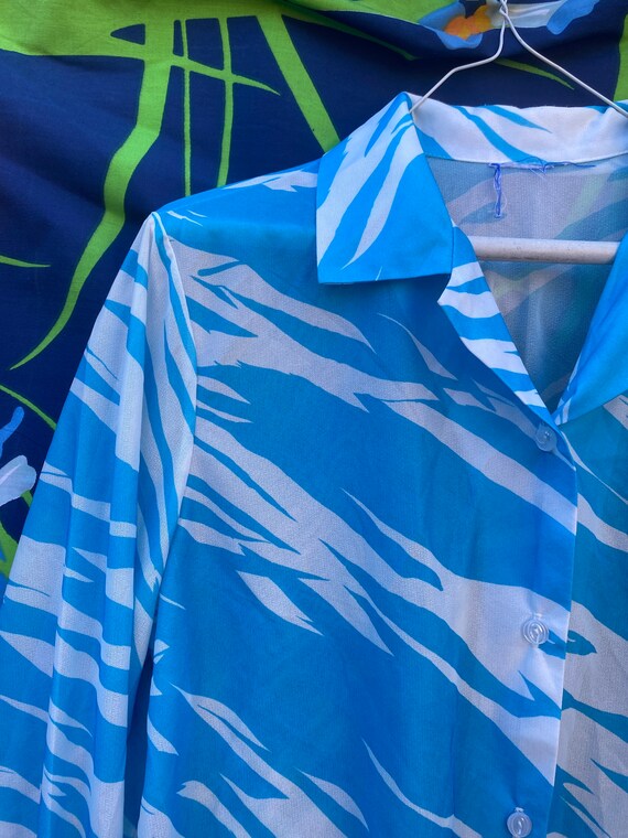 vintage 70s abstract pattern button up shirt, lon… - image 2