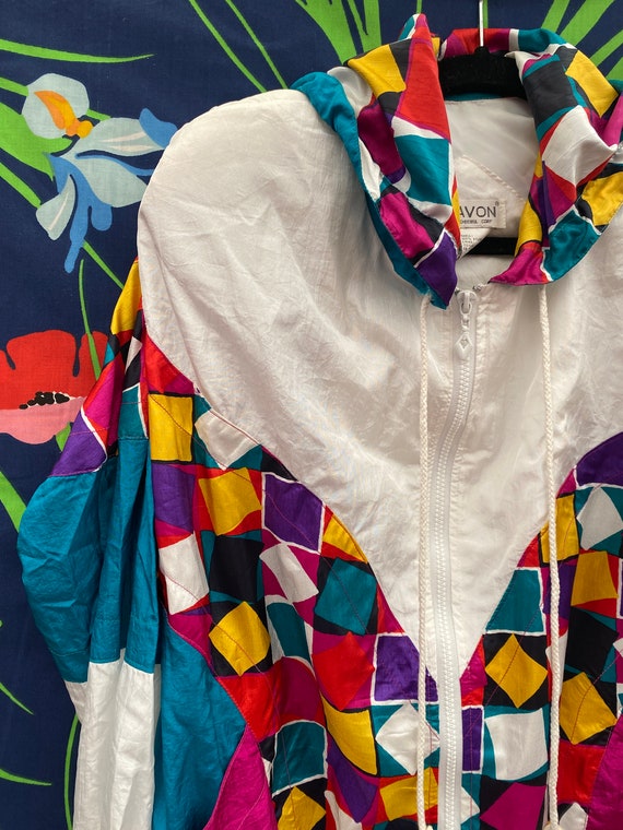 Vintage 80s Colorful Windbreaker w/ Crazy Cool Pa… - image 2