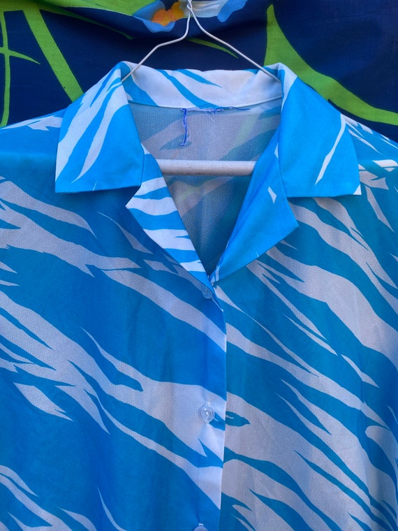 vintage 70s abstract pattern button up shirt, lon… - image 3