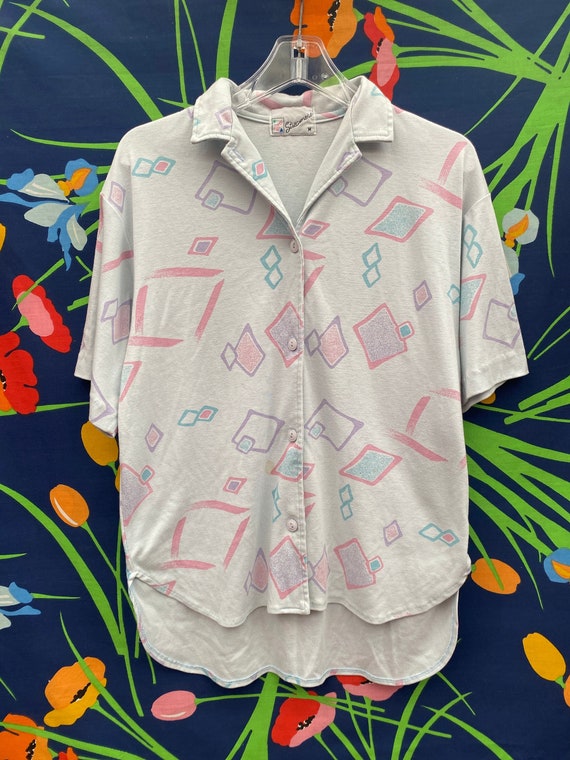 vintage 90s button up blouse / button up shirt