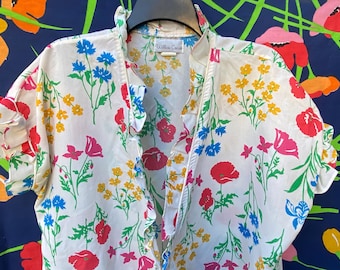 Bata vintage de los años 70, bata de los años 70, bata con estampado floral de los años 80
