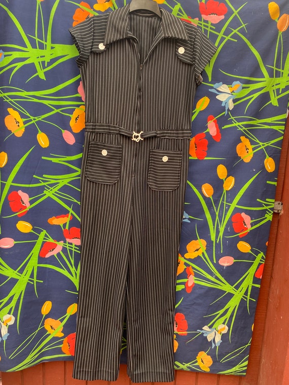 80s Vintage Jumpsuit Set Bold Print