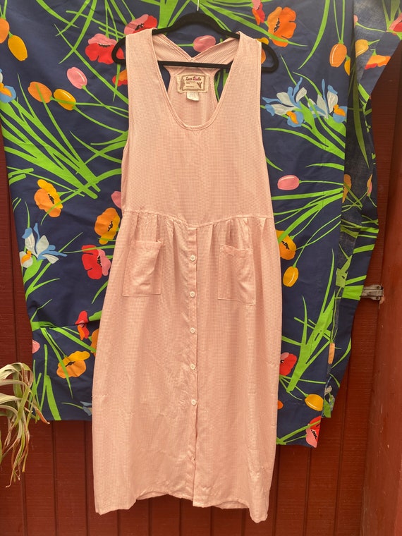 Vintage 70s 80s sundress w/ long skirt + pink - image 2