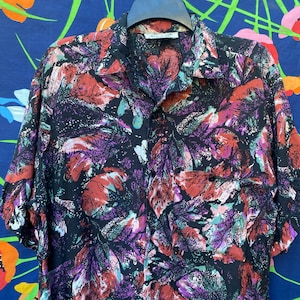 Vintage 70s button up, 70s dress shirt, 80s geometric dress shirt