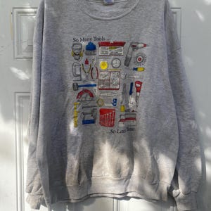 Vintage 90s crew neck sweatshirt. workwear sweater. working tools shirt graphic