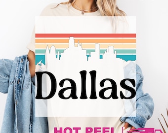 Rainbow Dallas DTF Transfers, Colorful City Pride Heat Press Transfers, Dallas Texas Skyline, Texas City, Dallas Panorama