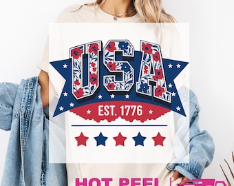 USA Est. 1776 Gildan Softstyle Game Day Ready to Press DTF Transfer: DIY Heat