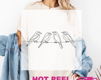 Summer Birds On Line Sweatshirt, Retro Summer Birds On Line Hoodie, Trendy Vintage Crewneck, Adorable Cozy Pullover 6976