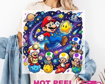 Super Mario Galaxy Movie Gildan Adorable Soft Style : Game Day Ready to Press DTF Transfer