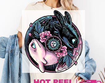 Toothless And Light Fury DTF Transfers, Toothless Dragon Heat Press Transfers, How To Train Yor Dragon, Universal Dragon Matching