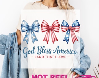God Bless America Coquette Gildan Softstyle Game Day Ready to Press DTF Transfer: DIY
