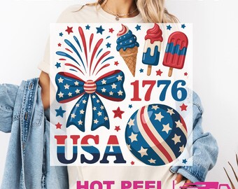 Coquette 4th of July Gildan Softstyle Game Day Ready to Press DTF Transfer: DIY