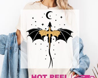 Dragon Fantasy DTF Transfers, Dragontails Heat Press Transfer, Rebecca Yarros, Fourth Wing, Bookish, Fantasy Book Lover Tee