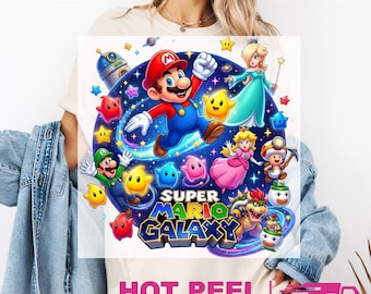 Super Mario Galaxy Movie Gildan Softstyle, Game Day Ready to Press DTF Transfer: DIY