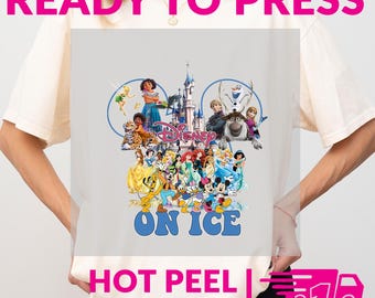 Disney On Ice DTF Transfer, Character Collage Heat Press Print, Ready to Press, Hot Peel, Direct to Film Frozen Show Tee