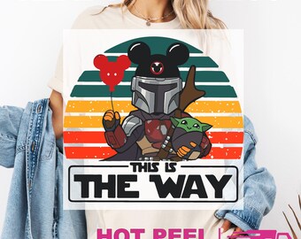 Disney Mandalorian DTF Transfers, Mandalorian Grogu Heat Press Transfers, Disney Star Wars Tee, Mandalorian And Baby Yoda Shirt, Grogu
