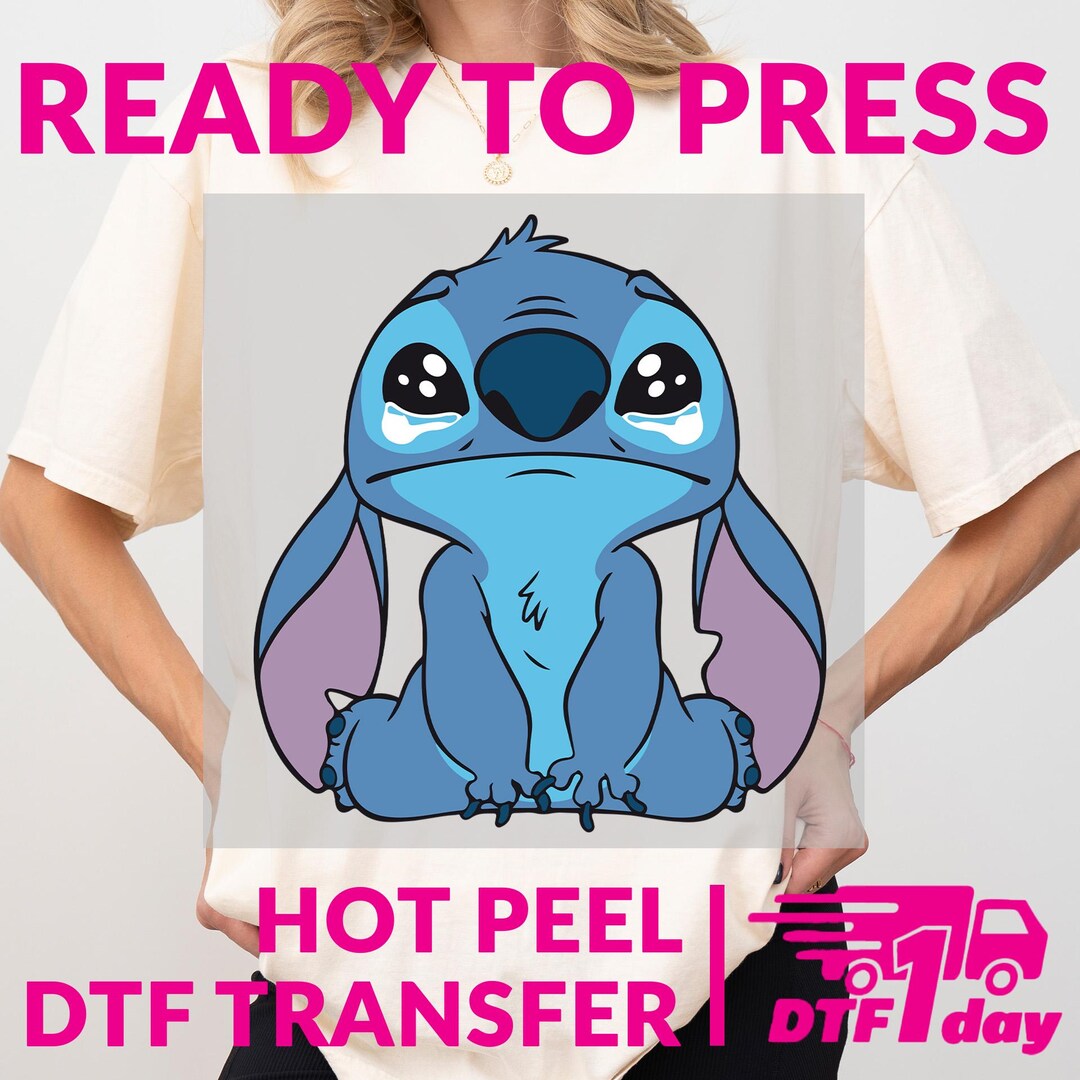 Sad Stitch DTF Transfer | Crying Stitch Hot Peel Heat Press Design ...