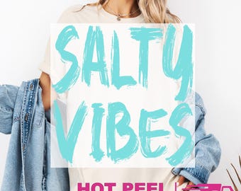 Summer Salty Vibes Sweatshirt, Retro Summer Salty Vibes Hoodie, Trendy Vintage Crewneck, Adorable Pullover 6972