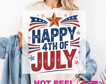Happy Fourth of July Gildan Softstyle Game Day Ready to Press DTF Transfer: DIY