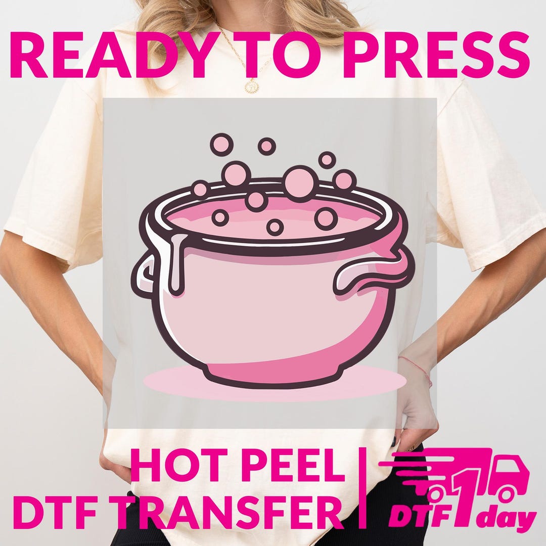Pink Witch Cauldron DTF Transfer | Cute Halloween Cauldron Print | Hot ...
