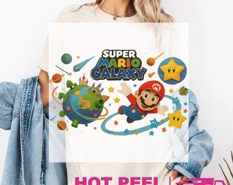 Super Mario Galaxy Movie Gildan Softstyle : Game Day Ready to Press DTF Transfer DIY