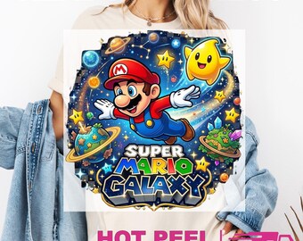 Super Mario Galaxy Movie Gildan Softstyle : Game Day Ready to Press DTF Transfer DIY
