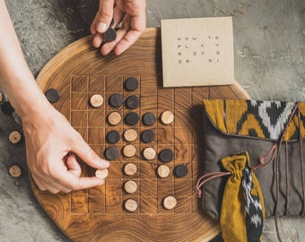 REVERSI - Othello / teak wood hand carved game / Bali / DEK boardgames