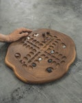 LUDO / teak wood hand carved game / Bali product logo