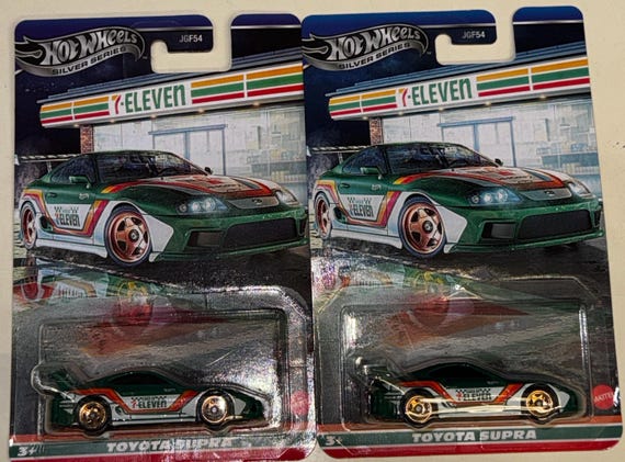 LOT OF 2 Hot Wheels Silver Series 7-eleven Toyota Supra 7-11