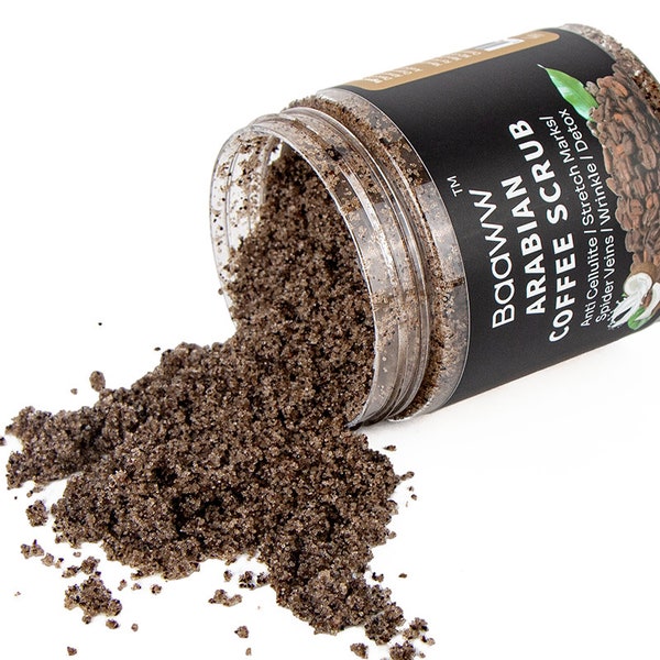 100% Natural Arabica high caffeine coffee scrub with proven results after first use, coconut and shea butter - best acne, anti cellulite