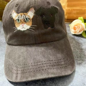 Custom Cat Dad Cap - Customized Hat With Your Pet Photo and Name - Embroidered Dog Portrait Baseball Cap - Pet Hat Using Pet Photo