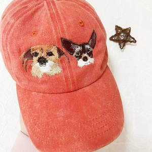 Personalized Embroidered Pet Hat Using Your Dog Photo,  Gift For Dog Lover, Custom Pet Hat,Dog Mom Hat,Pet Portrait, Adjustable Baseball Cap