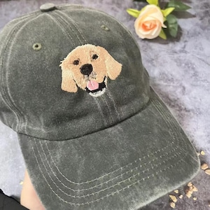 Personalized Embroidered Pet Hat Using Your Dog Photo, Custom Pet Hat, Dog Mom Hat, Pet Portrait, Adjustable Baseball Cap, Gift to Dog Lover
