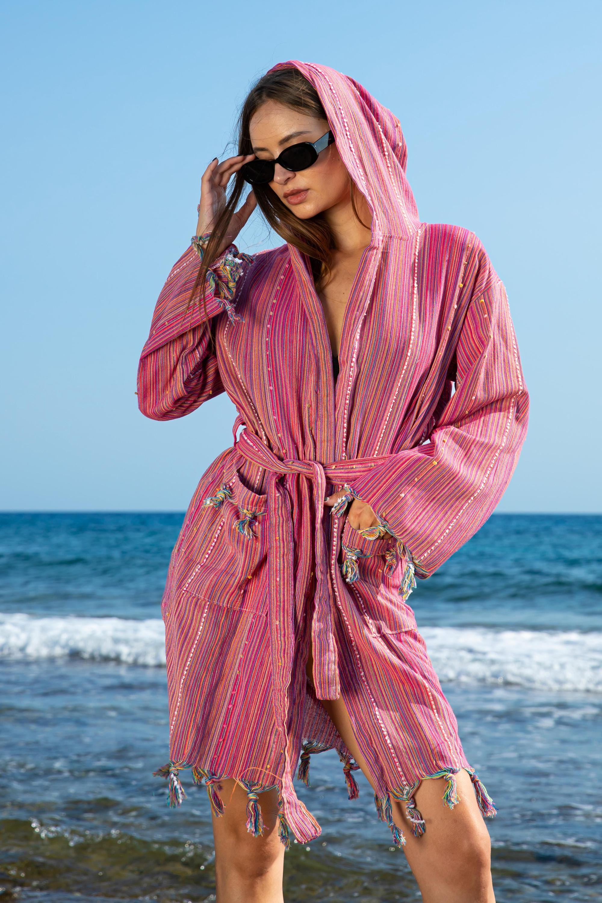 Weicher Baumwollbademantel, Badebekleidung, türkisches Handtuch, Roben für Hochzeitsgeschenke, Unisex-Bademantel, Damenrobe, Morgenkleid, schicke Strandtücher