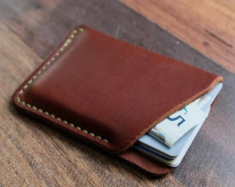 Minimalist Kangaroo Leather Card and Note Holder, Personalised, Slim Wallet