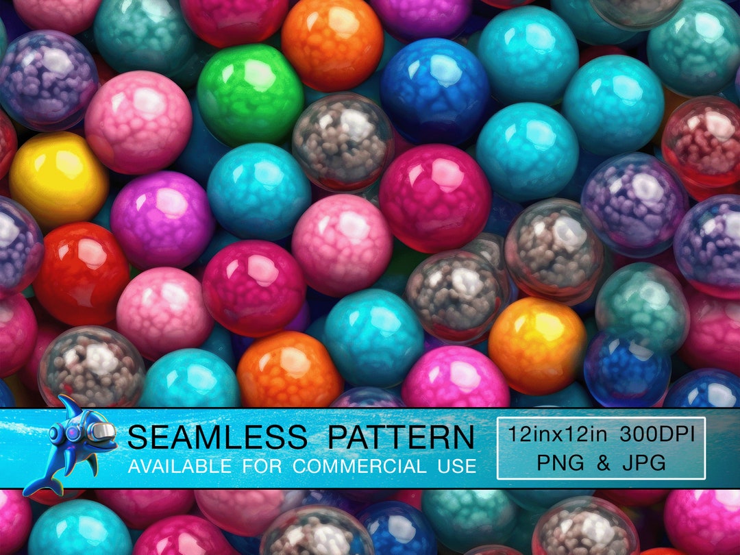 Neon Rainbow Marbles Seamless Pattern, Rainbow Marbles, Shiny Marbles