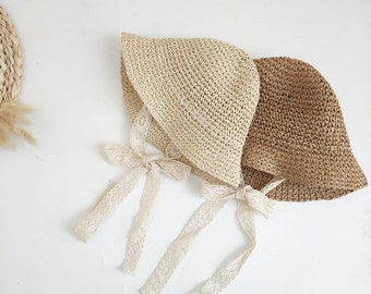 Baby Lace Summer Straw Hat, Panama for kids.