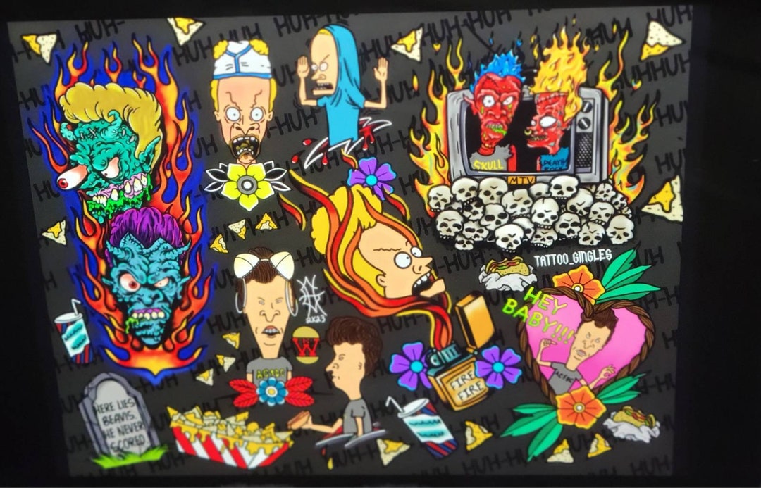 Beavis &amp; Butthead Tattoo Flash Print - Etsy