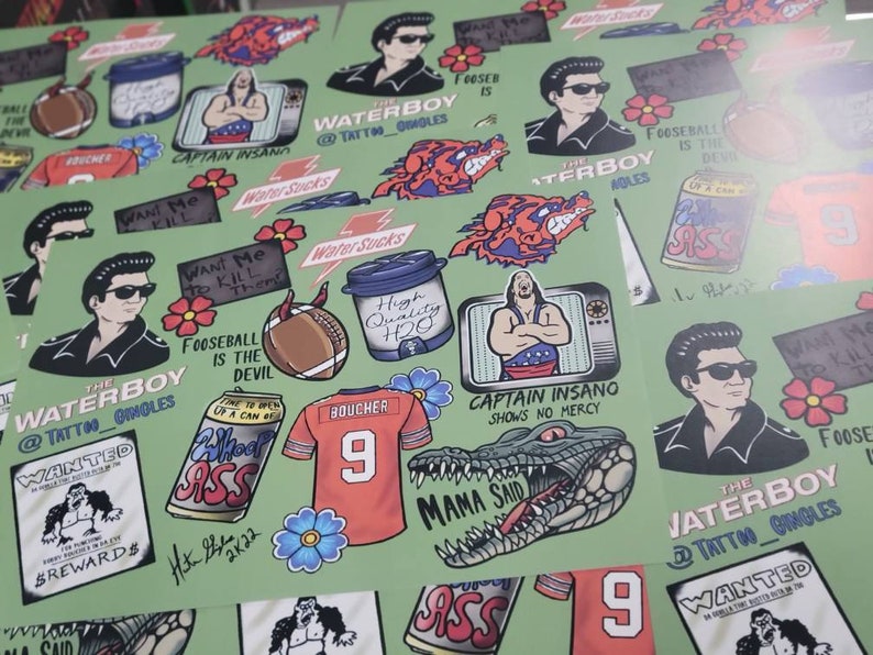 Waterboy Tattoo Flash Print Etsy