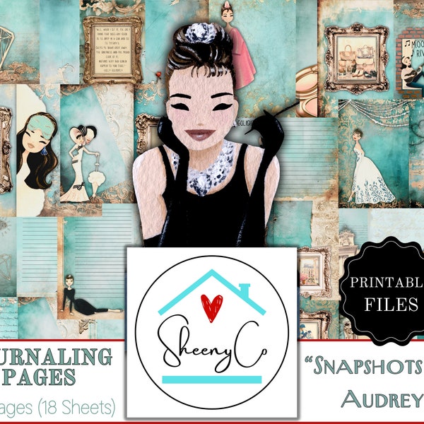 Classic Hollywood Elegant Audrey Hepburn Quotes and Images PRINTABLE JOURNALING PAGES Vintage Diary Chic Timeless Stationary Set Crafting