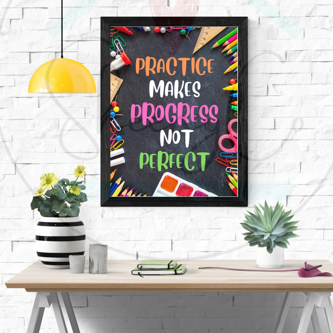 Practice Makes Progress Classroom Art PRINTABLE/DIGITAL ARTWORK Teacher ...