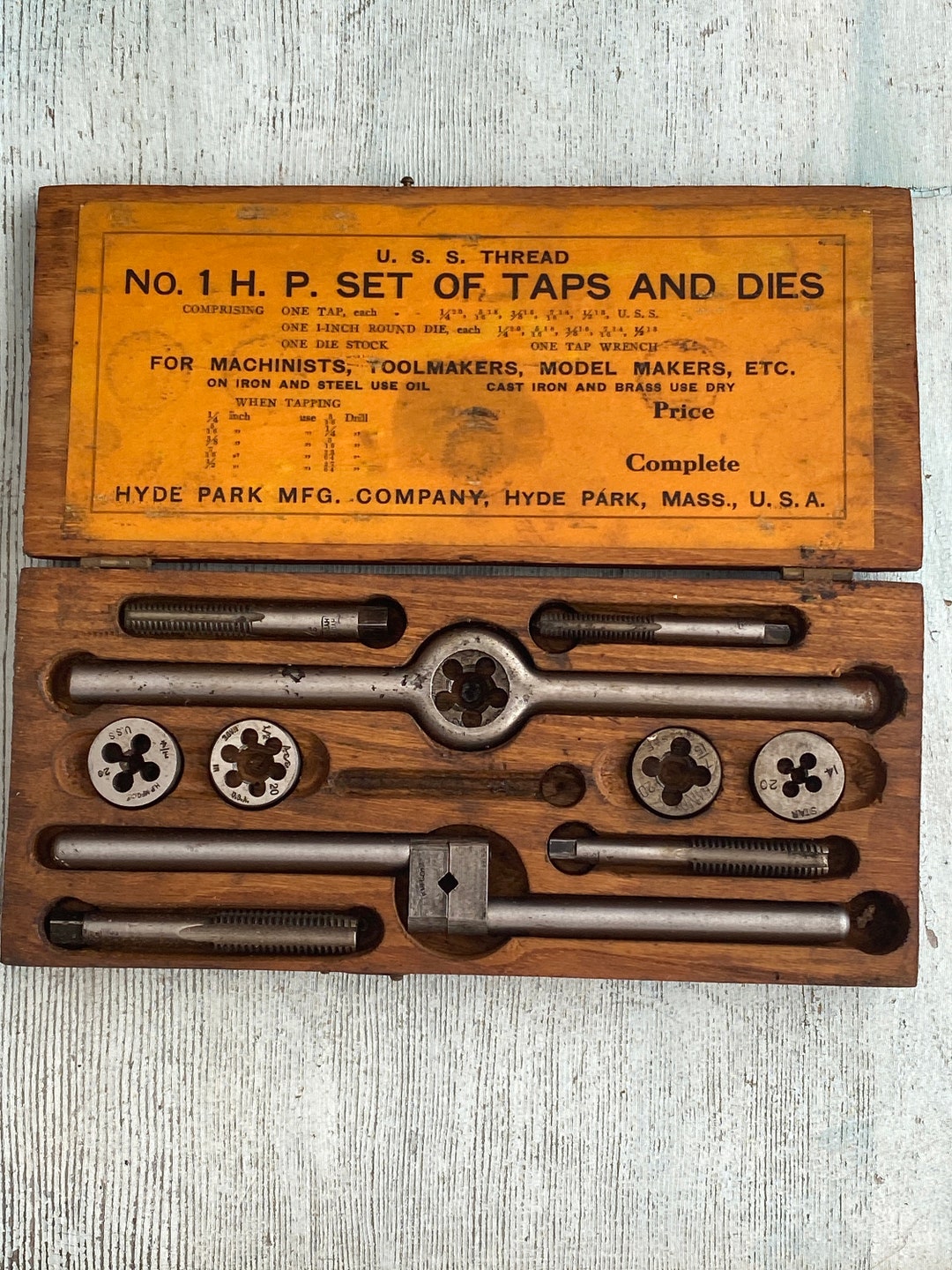 Vintage Tap and Die Set in Original Wood Box Etsy