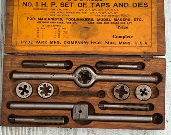 Vintage tap and die set in original wood box