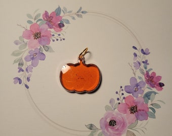 Halloween Pumpkin #2 Pendant - Resin and Metal