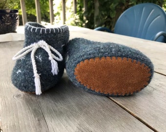 baby booties felted booties handmade blue felted booties