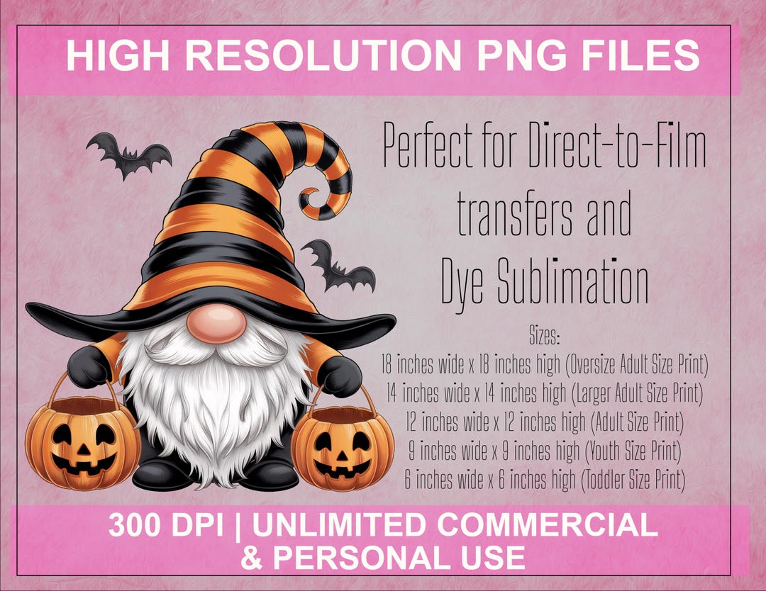 Trick or Treat Gnome PNG, Halloween Pumpkin Pails DTF Design, Witch Hat ...