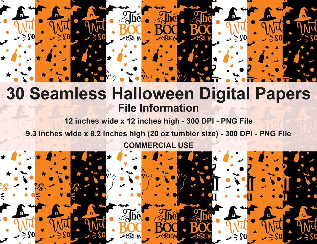 30 Seamless Halloween Digital Papers, Halloween Scrapbook Paper ...