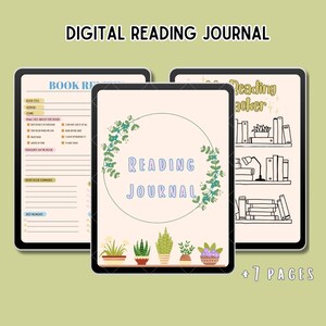 Digital Reading Journal | Book Tracker and Review Planner for GoodNotes and iPad | Reading Log, TBR List and Book Review Template