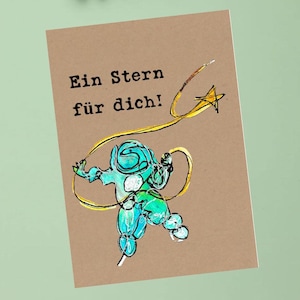 Klappkarte "Astronaut" / Aquarell Geburtstag Weltall Space Universum Galaxy Kosmos