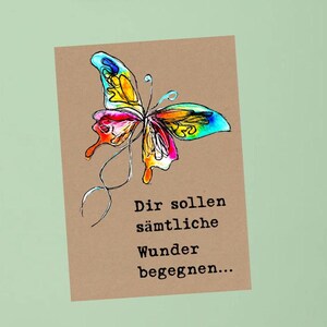 Klappkarte "Sei wie ein Schmetterling" /Aquarell Geburtstag Schmetterling Natur Insekt kunterbunt